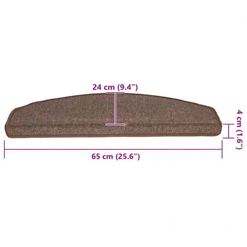 Maty na schody 20 szt. 65x24x4 cm Brąz kawowy Półokrągły Duży