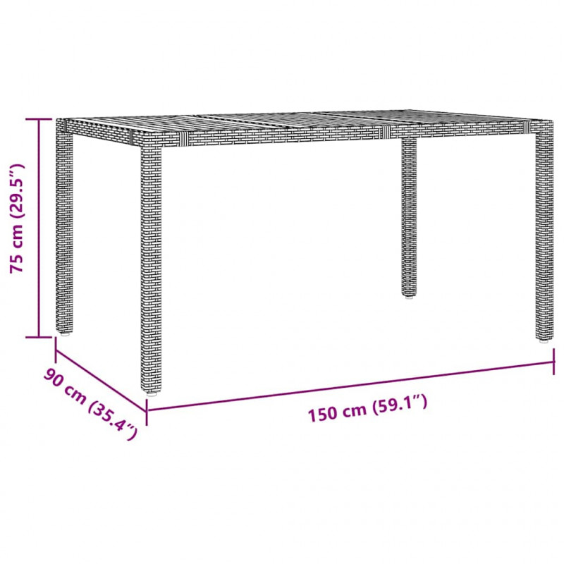 Zestaw do jadalni w ogrodzie 5 pcs Szary polirattan