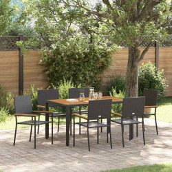 Zestaw do jadalni w ogrodzie 7 pcs Czarny polirattan