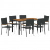 Zestaw do jadalni w ogrodzie 7 pcs Czarny polirattan
