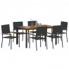 Zestaw do jadalni w ogrodzie 7 pcs Czarny polirattan
