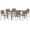 Zestaw do jadalni w ogrodzie 7 pcs Szary polirattan