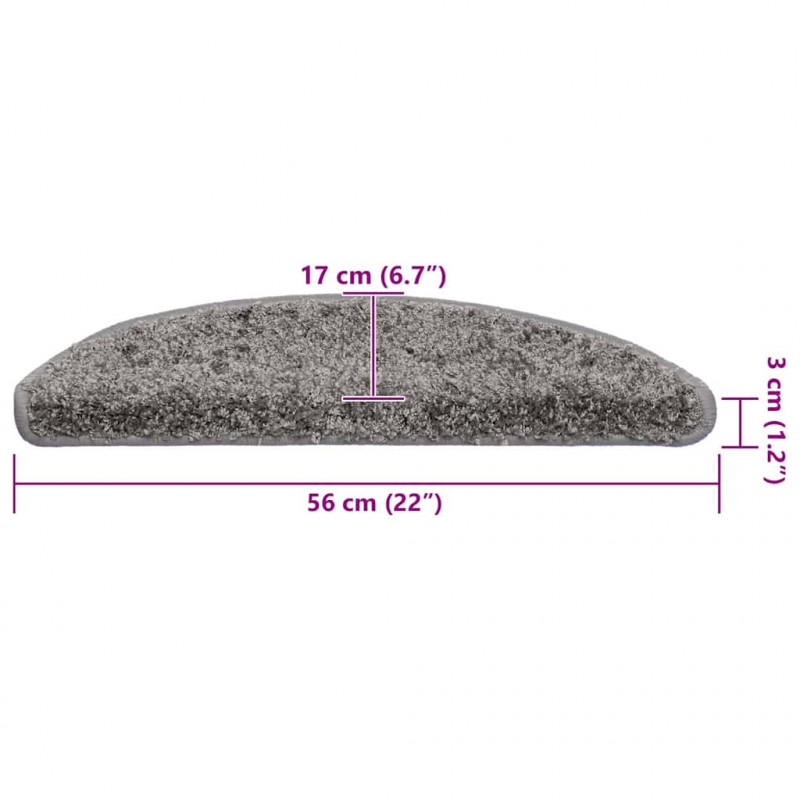 Maty na schody 30 szt. 56x17x3 cm Szare półokrągłe