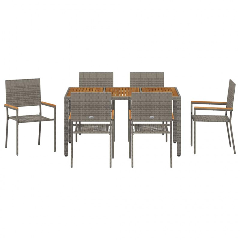 Zestaw do jadalni w ogrodzie 7 pcs Szary polirattan