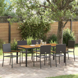 Zestaw do jadalni w ogrodzie 7 pcs Czarny polirattan