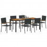 Zestaw do jadalni w ogrodzie 7 pcs Czarny polirattan