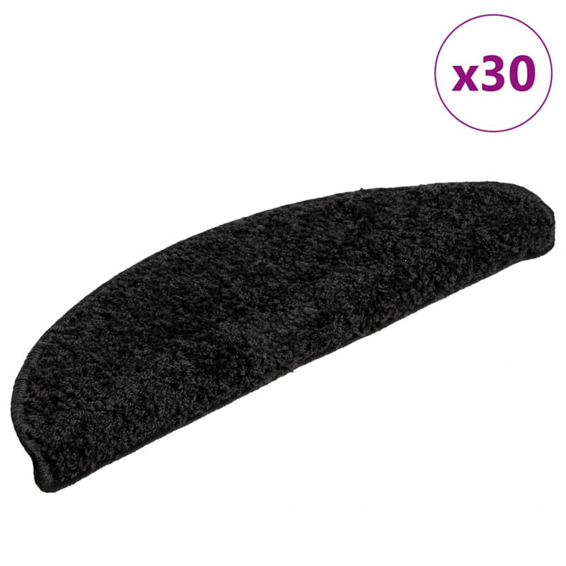Maty na schody 30 szt. 56x17x3 cm Czarne półokrągłe