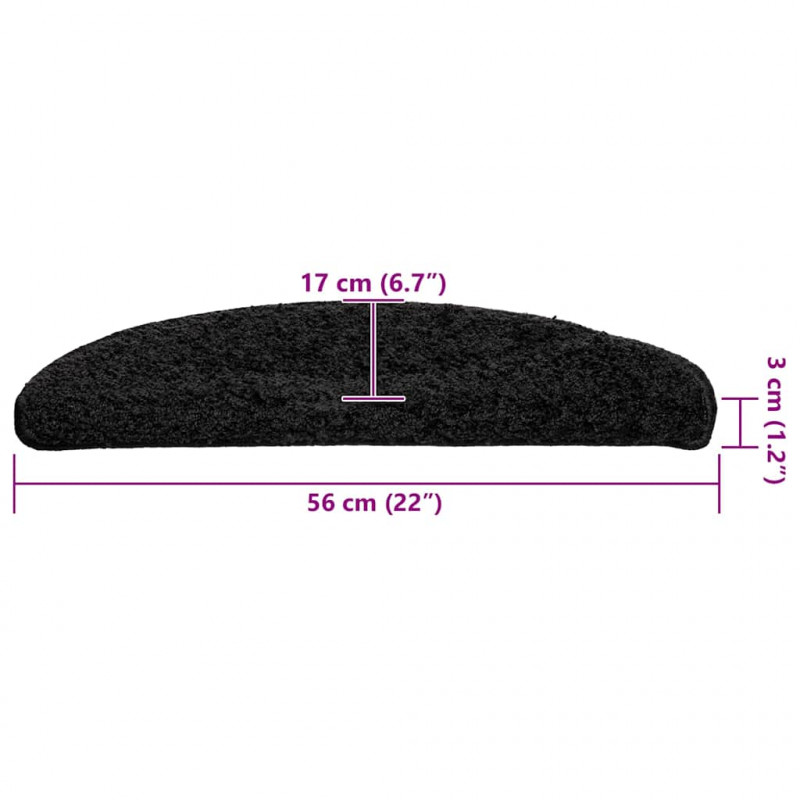 Maty na schody 30 szt. 56x17x3 cm Czarne półokrągłe