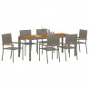 Zestaw do jadalni w ogrodzie 7 pcs Szary polirattan