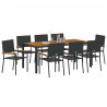 Zestaw do jadalni w ogrodzie 9 pcs Czarny polirattan