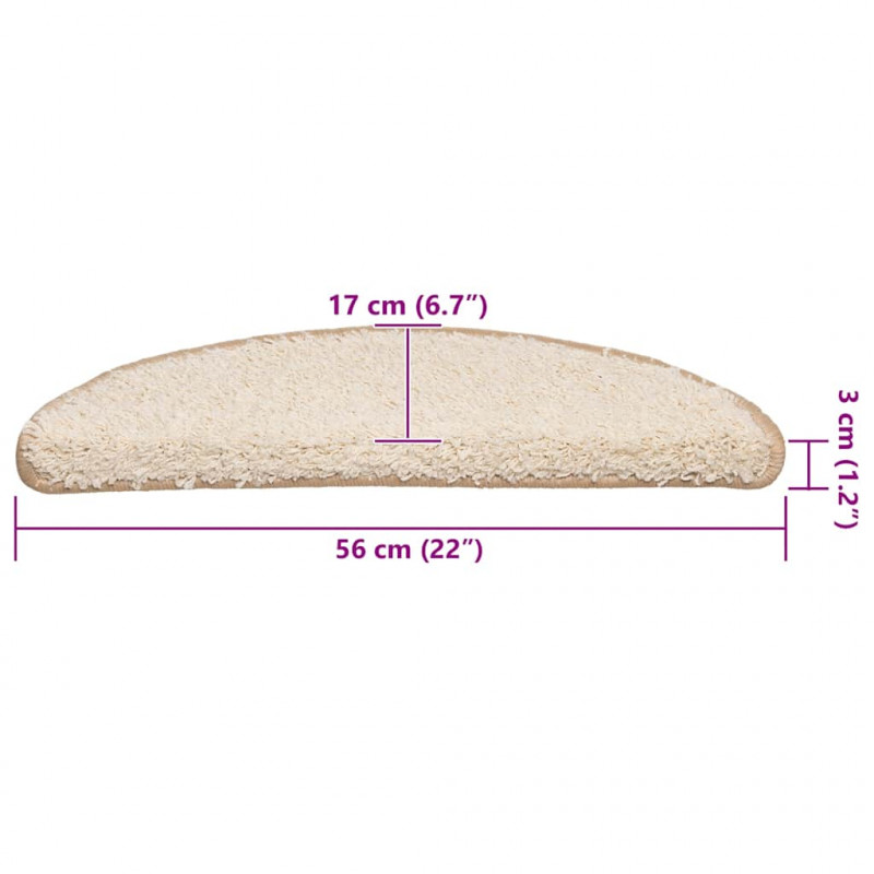 Maty na schody 30 szt. 56x17x3 cm Kremowe półokrągłe