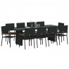 Zestaw do jadalni w ogrodzie 11 pcs Czarny polirattan