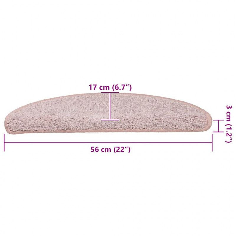 Maty na schody 30 szt. 56x17x3 cm Jasnoróżowe półokrągłe