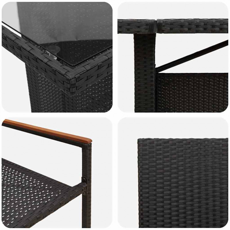 Zestaw do jadalni w ogrodzie 11 pcs Czarny polirattan