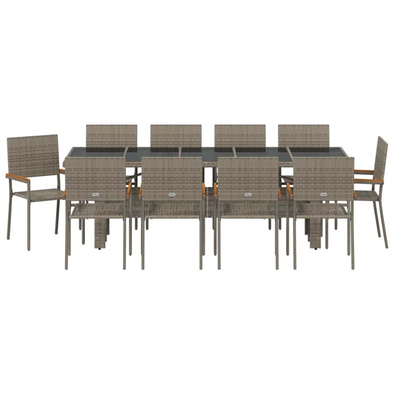 Zestaw do jadalni w ogrodzie 11 pcs Szary polirattan
