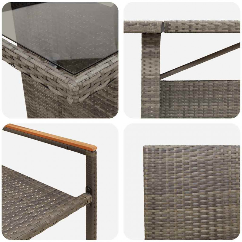 Zestaw do jadalni w ogrodzie 11 pcs Szary polirattan