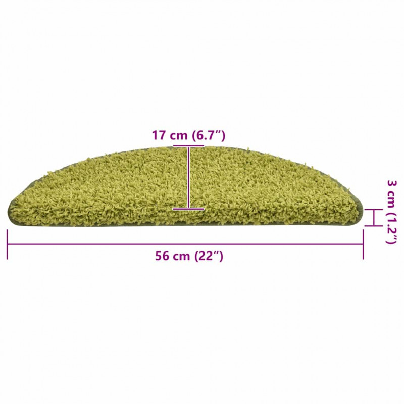 Maty na schody 30 szt. 56x17x3 cm Zielone półokrągłe