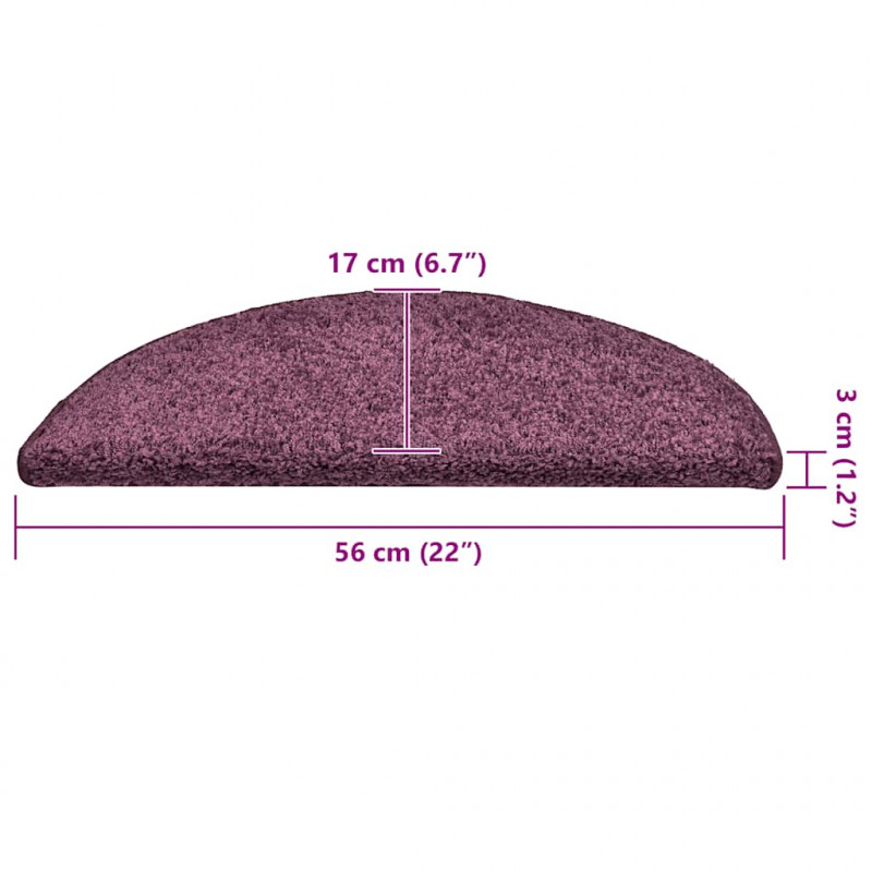 Maty na schody 30 szt. 56x17x3 cm Ciemnofioletowe półokrągłe