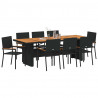Zestaw do jadalni w ogrodzie 9 pcs Czarny polirattan