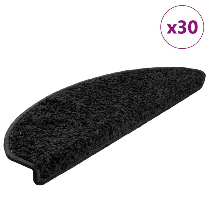 Maty na schody 30 szt. 65x21x4 cm Czarne półokrągłe duże
