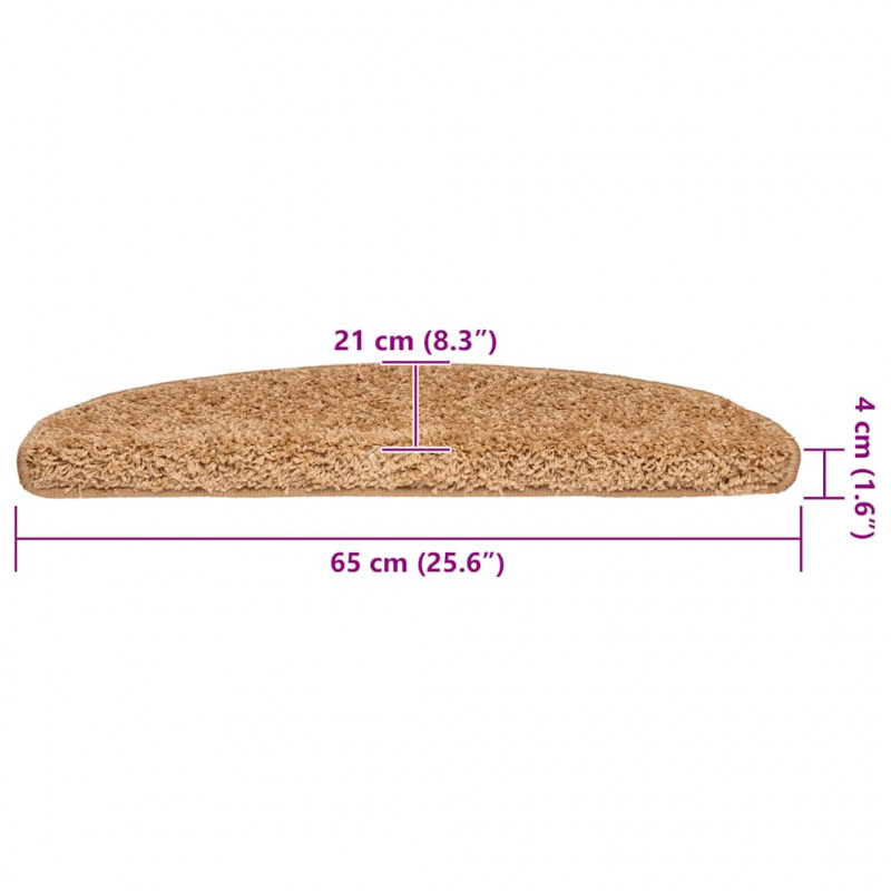 Maty na schody 30 szt. 65x21x4 cm Beżowe półokrągłe duże