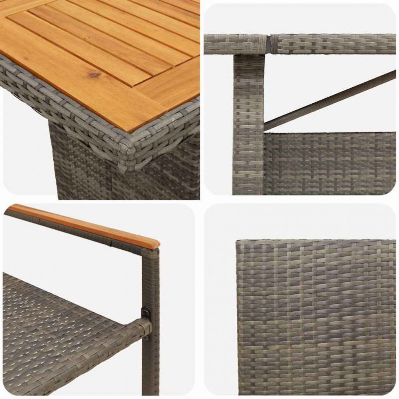 Zestaw do jadalni w ogrodzie 9 pcs Szary polirattan