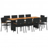 Zestaw do jadalni w ogrodzie 11 pcs Czarny polirattan