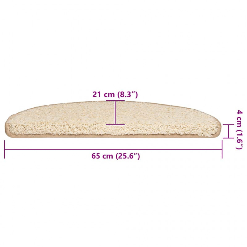 Maty na schody 30 szt. 65x21x4 cm Kremowe półokrągłe duże