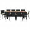 Zestaw do jadalni w ogrodzie 11 pcs Czarny polirattan