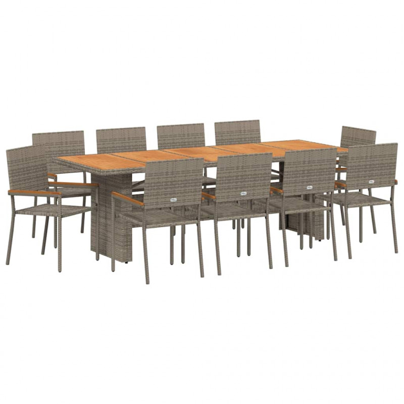 Zestaw do jadalni w ogrodzie 11 pcs Szary polirattan