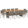 Zestaw do jadalni w ogrodzie 11 pcs Szary polirattan