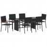 Zestaw do jadalni w ogrodzie 7 pcs Czarny polirattan