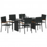 Zestaw do jadalni w ogrodzie 7 pcs Czarny polirattan