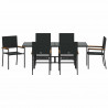 Zestaw do jadalni w ogrodzie 7 pcs Czarny polirattan