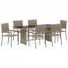 Zestaw do jadalni w ogrodzie 7 pcs Szary polirattan