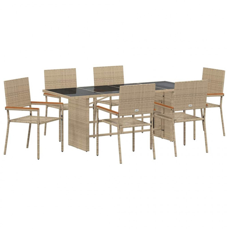Zestaw do jadalni w ogrodzie 7 pcs Beżowy polirattan