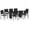 Zestaw do jadalni w ogrodzie 9 pcs Czarny polirattan