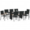 Zestaw do jadalni w ogrodzie 9 pcs Czarny polirattan