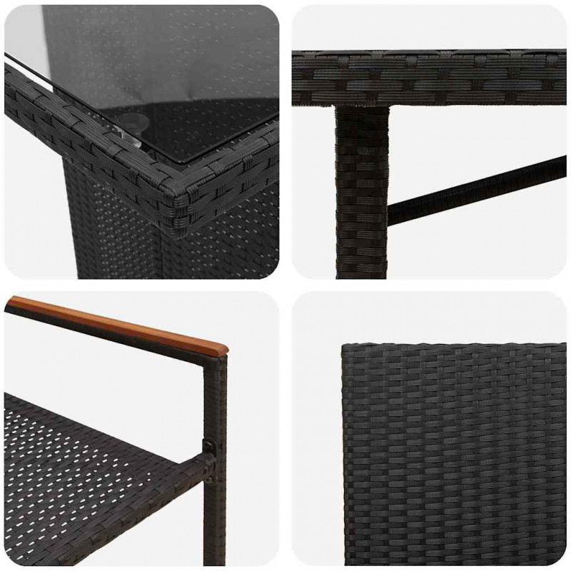 Zestaw do jadalni w ogrodzie 9 pcs Czarny polirattan
