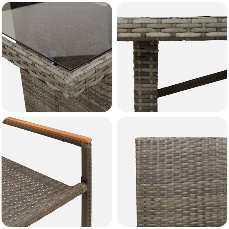 Zestaw do jadalni w ogrodzie 9 pcs Szary polirattan