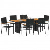 Zestaw do jadalni w ogrodzie 7 pcs Czarny polirattan