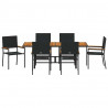 Zestaw do jadalni w ogrodzie 7 pcs Czarny polirattan