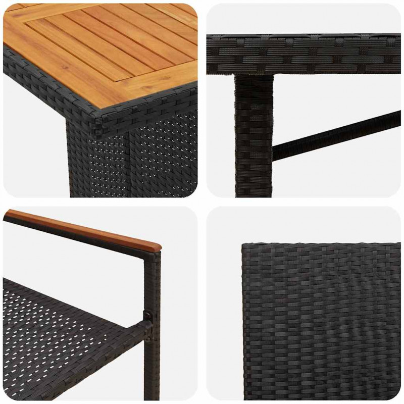 Zestaw do jadalni w ogrodzie 7 pcs Czarny polirattan
