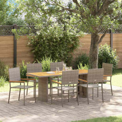Zestaw do jadalni w ogrodzie 7 pcs Szary polirattan