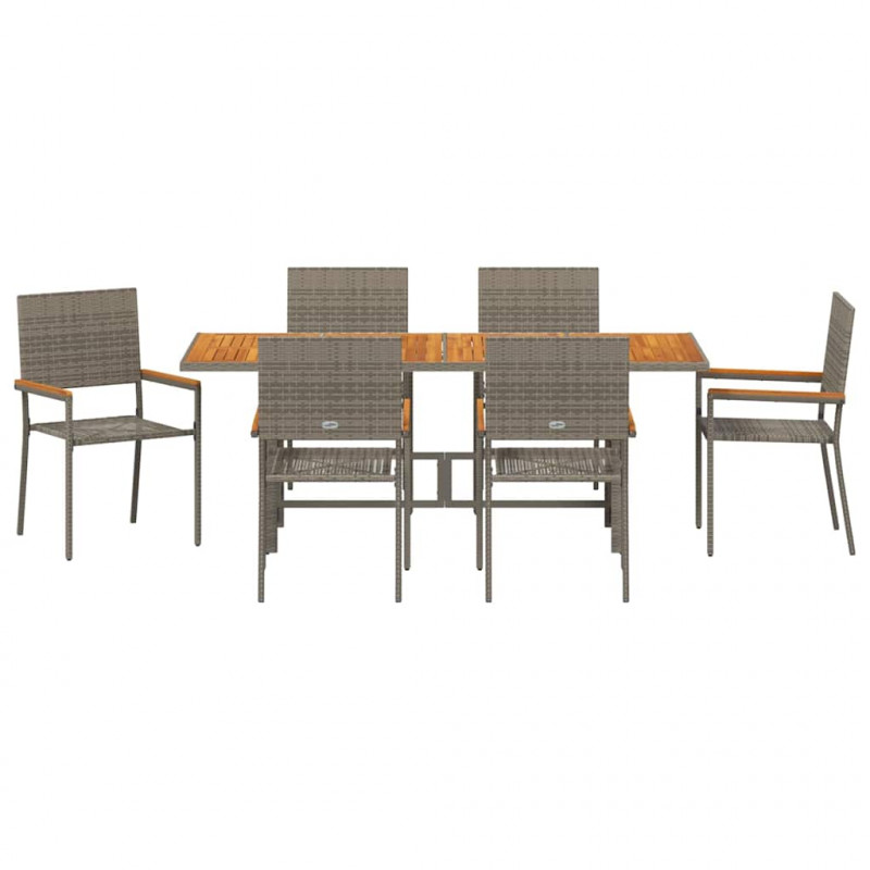 Zestaw do jadalni w ogrodzie 7 pcs Szary polirattan