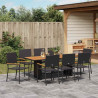 Zestaw do jadalni w ogrodzie 9 pcs Czarny polirattan