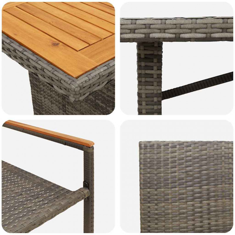 Zestaw do jadalni w ogrodzie 9 pcs Szary polirattan