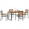 Zestaw do jadalni w ogrodzie 5 pcs Czarny Lite Drewno Akacji
