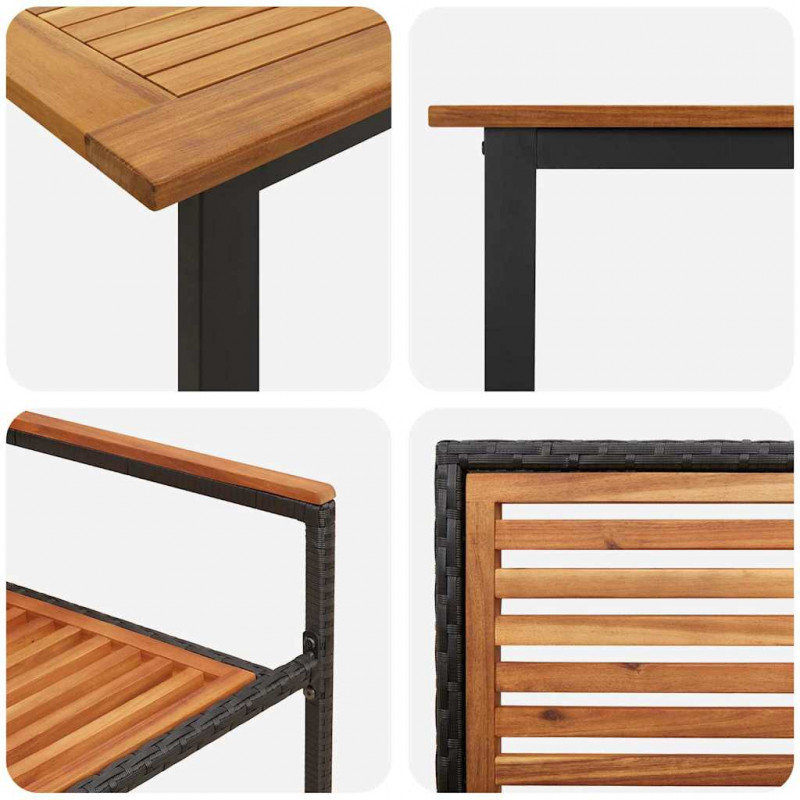 Zestaw do jadalni w ogrodzie 5 pcs Czarny Lite Drewno Akacji