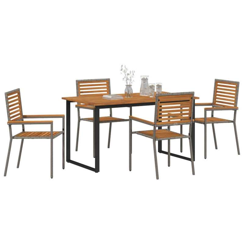 Zestaw do jadalni w ogrodzie 5 pcs Szary Lite Drewno Akacji
